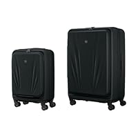 WENGER Skyon 2- teiliges Koffer-Set, Handgepäck + Reisekoffer Groß, Hartschale, Trolley, Laptop- und Tabletfach, Sicherheitsschloss, Schwarz, 653569
