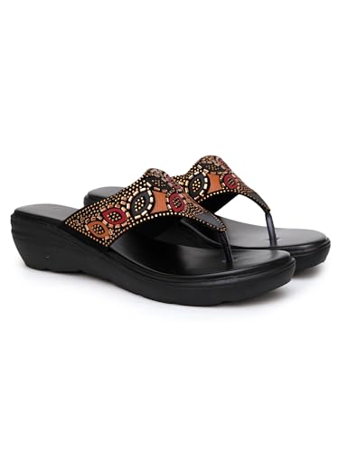 Image of Women's Elevate Comfort Flat Sandals Cushioned Adjustable & Stylish Slip-Resistant Design For Girls /Ladies Black