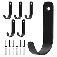 6 Pcs Black Coat Hooks Wall Mounted, Metal Single Door Robe Wall Hooks for Hanging Clothes Coat Hat Bag Cup Key Hook, in Bedroom Bathroom Kitchen Living Room Hallway(Legnth Style)