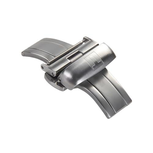ROUREOX Boucle Déployante Montre Acier Inoxydable Brossé Fermoir Papillon Double Poussoir Remplacement Bracelet Cuir pour Tissot-Argenté 22mm