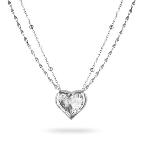 D-POW Heart Necklace for Women Sterling Sliver Layered Necklaces for Women Pendant Necklace Dainty Layering Necklaces Jewelry for Women Birthday Gifts