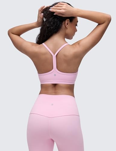 Image of CRZ YOGA Butterluxe Ruched Sports Bras | Light Support, Removable Pads, Yoga, Extremely Soft, Y Back, V Neck, Spaghetti Straps, for Women