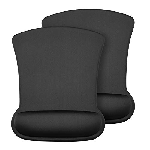 JSD Gel Mouse Pad with Wrist Support Wrist Rests 12.0Ã—9.25Ã—1.50 inches (Black, 2 Pack)