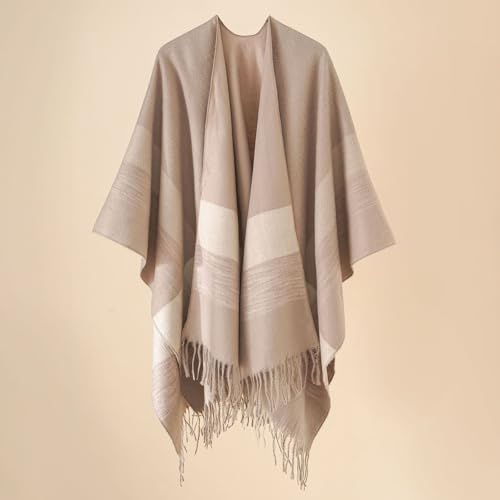 Femme avec design à rayures pull marron café chaud taille unique - 2