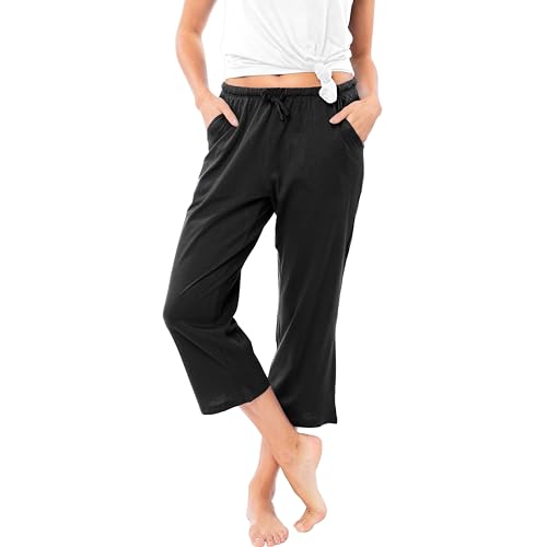Sexy Basics Women's Cotton Lounge Pants | Sleep -Capri -Yoga Style | Drawstring PJ Bottoms | Multi Packs4