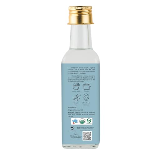 Image of Praakritik Extra Virgin Coconut Oil, Organic, Natural, Vegetarian, High in Fibre & Anti-Inflammatory in Nature, Pack of 3, 100Ml Each
