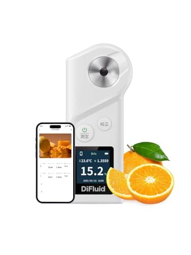 DiFluid デジタル糖度計 Bluetooth内蔵 IP67防水構造 【日本語仕様】ポケット糖度計 測定器 果物や野菜、醤油やソースなどの糖度測定に 屈折計 温度自動補正 アプリと連携 (PU0~35%(±0.1精度))