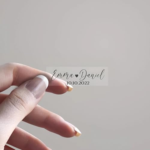 100 pegatinas personalizadas de boda, pegatinas personalizadas para regalos de boda, lámina dorada metálica, etiquetas adhesivas transparentes para botellas, etiquetas de abanico de bodas de