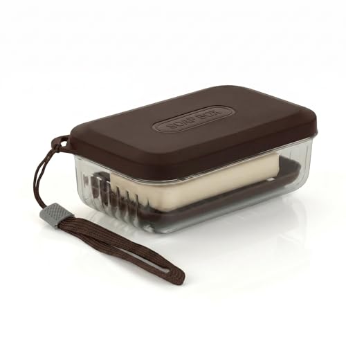 Image of MILDIV Travel Soap Holder - Portable Soap Dish for Home, Outdoor Hiking, and Camping - Compact and Durable Plastic Soap Box (1, Soap Box Brown, Soap Case)