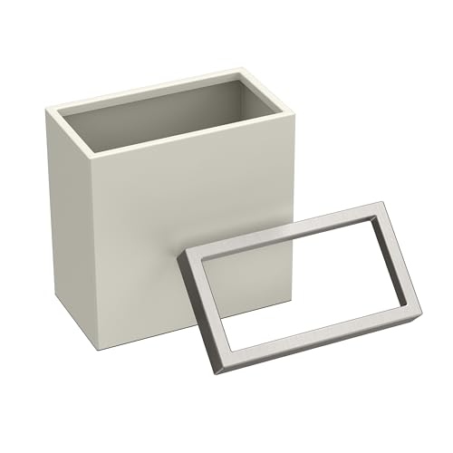 Image of Gatco Small Bathroom Trash Can with Lid, Rectangle 3 Gallon Stainless Steel Wastebasket, Under Sink, Matte Pearl and Satin Nickel, for Bathroom, Bedroom, Office (1939SN)