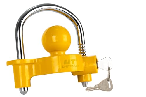 UNITRAILER Cierre de Seguridad para Enganche de Remolque de 50 mm, Antirrobo Universal de 150x130 mm con 2 Llaves para Evitar el Enganche No Autorizado