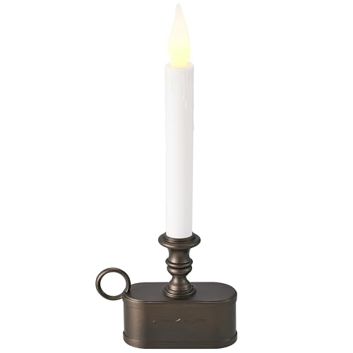Image of Battery Operated Candle 1 Tier LED Window Candles 10.5 Inch Hight with Automatically Timer 8 Hours On /16 Hours off, Flickering Flameless Candles Antique Bronze Candles for Christmas ,Festival