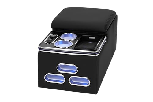 Universal Center Console Armrest Organizer with Wireless Charging Phone Holder Cup Truck Bench Seat Center Console Rear Bench Seat Armrest van Car Minivan Truck Center Console Armrest Organizer