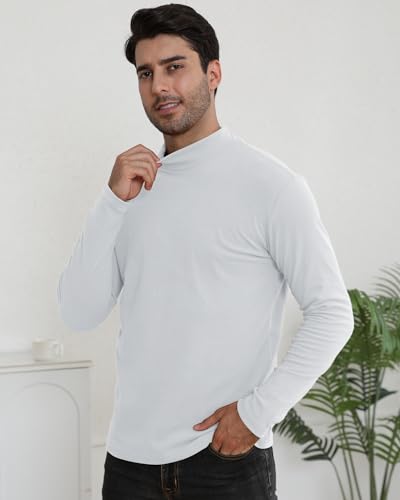 Mens Thermal Mockneck T-Shirts Long Sleeve Pullover Basic Soft Sweater Slim Fit Tops3