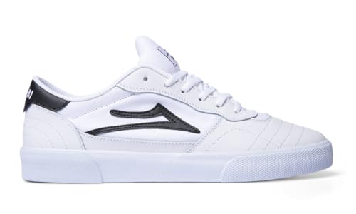 Lakai Cambridge Zapatos Skateboarding Hombre Corte Bajo - Cuero Blanco, 12 US - Zapatos Blancos para Hombre con Agarre y Amortiguación