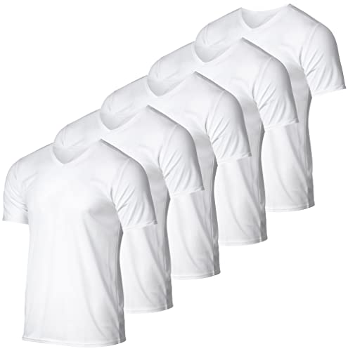 5 Pack: Menâ€™s V Neck Mesh Active T-Shirt Essentials Performance Workout Gym Training Quick Dry Fit Dri Breathable Short Sleeve Under Shirt Athletic Sport Fitness Exercise Running Top SPF,Set 2-S