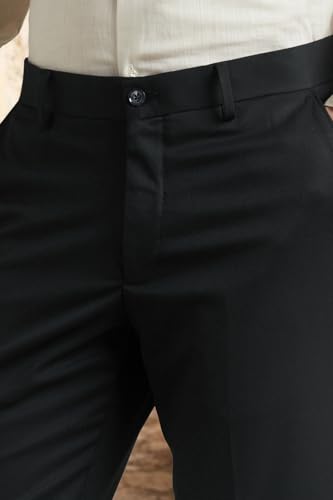 Image of Louis Philippe Men's Slim Fit Classic & Modern Styling Work Ready Textured Formal Trouser