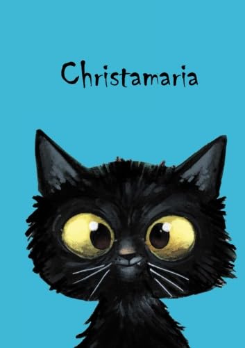 Christamaria: Personalisiertes Notizbuch, DIN A5, 80 blanko Seiten mit kleiner Katze auf jeder rechten unteren Seite. Durch Vornamen auf dem Cover, ... Coverfinish. Über 2500 Namen bereits verf