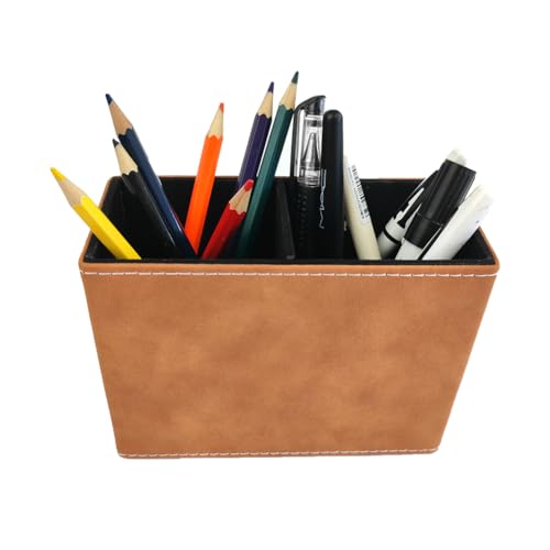Image of Pen Pencil Holder Cup Container Leather Desk Organizer Stand Decor Brush Scissor Holder Decoration Office Desk Home School