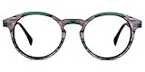 Zeelool Unisex Chic TR90 Round Eyeglasses Frame with Non-prescription Clear Lens Street-Artist ZVFT0271-15 Green-Floral