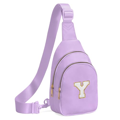 Birthday Gifts for 7 8 9 10 11 12 13 Year Old Girls Small Initial Sling Bag Cross Body Bag Fanny Pack for Girls Lavender Y