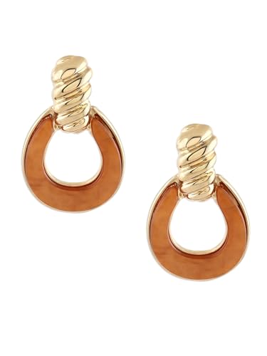 Image of Zaveri Pearls Brown Contemporary Gold Plated Studs Earrings For Women-ZPFK17219
