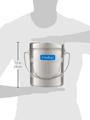 Image of Neelam Stainless Steel 14, 22 Gauge Diamond Milk Pot, 3100 ml, Stainless Steel Storage Can Useable As Steel Dabba, Milk, ghee, Oil Storage, Etc. Heavy Jointless Body, Induction Compatible, Silver