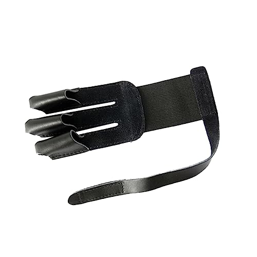 ibasenice Finger Glove for Archery Protective Gear with Wrist Strap Lightweight and for Arrow Shooting Black
