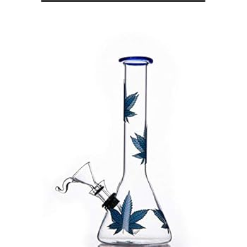 Glass Bong SEA GIANT Handmade 8 Inch Decoration Glass Bottle Leaf Design Art Carft,Blue