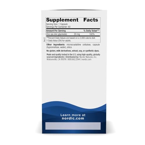 Nordic Naturals Zinc Glycinate 20mg, Highly Absorbable Supplements, 60Count - image 2