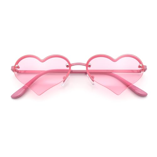 Womens Hippie Bubbly Heart Shape Half Rim Metal Retro Sunglasses
