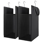 FENTEC Fentec Hanging Laundry Hamper, Hanging Laundry Basket, Slim Laundry Hamper Bag with Handles, Portable Hanging Closet Hamper, Mesh Heavy Duty Hanging Laundry Bag (Black,2 Pack)