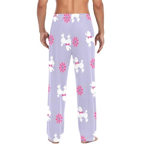 Poodle on Purpel Mens Pajama Pants Mens Pj Pants Comfy Cotton Pj Long Pant for Men with Pockets Size S-XXL3