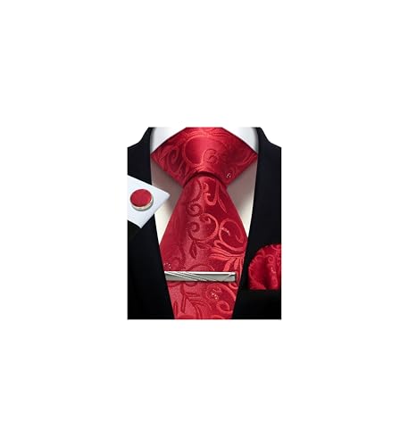 Image of Paisley Floral Mens Tie Formal Necktie Pocket Squares Ties Clips Cufflinks Classic for Men Set