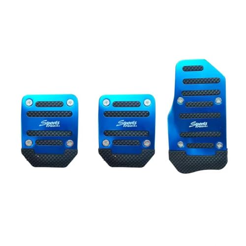 Hugwits 3 PCS Car Non-Slip Pedal Pads, Manual Transmission Aluminum Car Brake Pad Cover, Anti-rubbing Gas Fuel Petrol Clutch Foot Pedals, Universal for Most Cars, Trucks, SUVs (Blue)