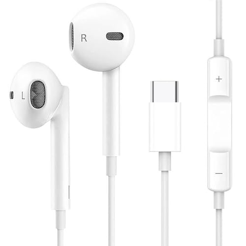 USB C Headphones Earbuds for iPhone 16, Type C Earbuds Wired Earphones (Microphone & Remote Control) Noise Cancelling for iPhone 15 Pro Max, lPad Pro, Galaxy S23/S22/S21/S20/Ultra Note10/20, Pixel