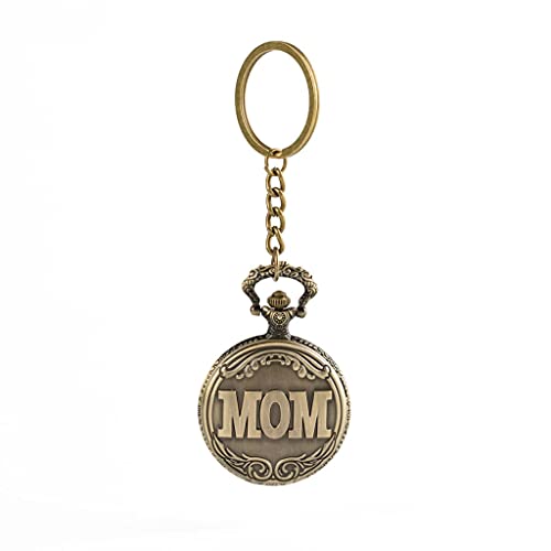 Image of AUGEN Pocket Watch Metal Keychain Mom Retro Vintage for Gifting With Key Ring Anti-Rust (Pack Of 1)