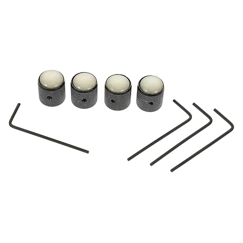 Sosoport Ergonomic Design Guitar Volume Knobs Black Nickel Potentiometer Caps for Electric Bass