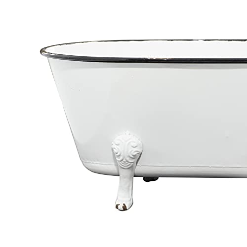 Deco-79-Metal-Indoor-Outdoor-Planter-Bathtub-Small-Planter-Pot-Planter-20-x-11-x-9-White Deco 79 Metal Indoor Outdoor Planter Bathtub Small Planter Pot Planter 20 x 11 x 9 White