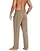 COOFANDY Men Cotton Knit Yoga Pants Jogger Sweatpants Casual Open Bottom Lounge Pants with Pockets Khaki