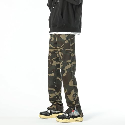 Jeans Pants Trousers Denim Spring and Autumn Retro Camouflage Zipper Classic Workwear Military Style Casual3