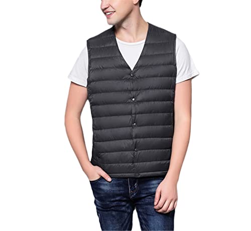 Chaleco de plumón ultra ligero para hombre en color plata talla L con cuello en V