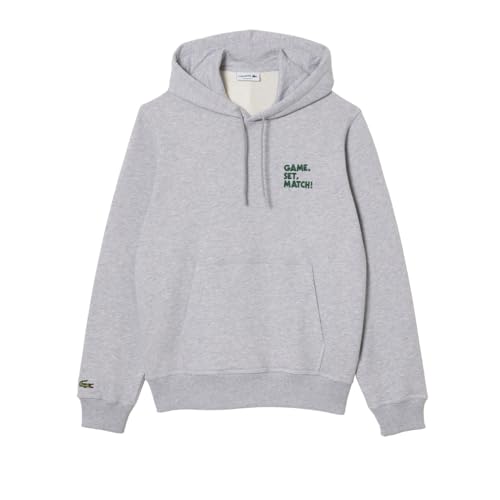 Lacoste Men's Relaxed Fit Sweater W/Hood and Graphics on Back