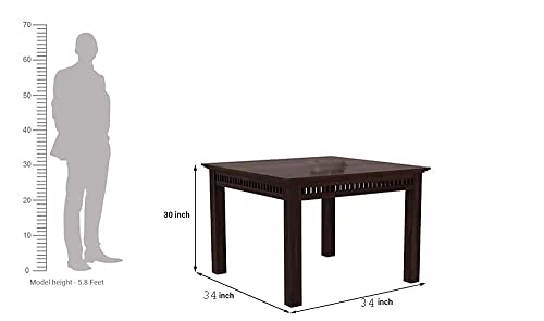 Image of Solid Sheesham Wood 4 Seater Dining Table Set with Cushioned Chairs for Dining Room | Living Room | Home & Office | Hotels Restaurant & Cafe (4 Seater, C-Walnut)