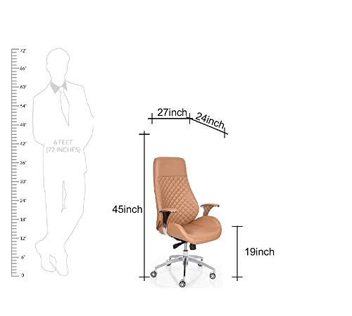 Image of High Back Director & Executive Chair Up Leatherette with Height Adjustable & Revolving Chair Premium Design & CEO Chair Metal Legs Base with Chrome Finish - (111012134 Beige)