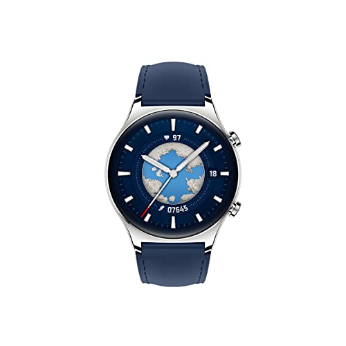 HONOR Watch GS3 スマートウォッチ、1.43 インチ AMOLED タッチスクリーン、心拍数、睡眠、酸素モニタリング機能付き身体活動ウォッチ、最大 14 日間の自律性、ブルーレザーバージョン