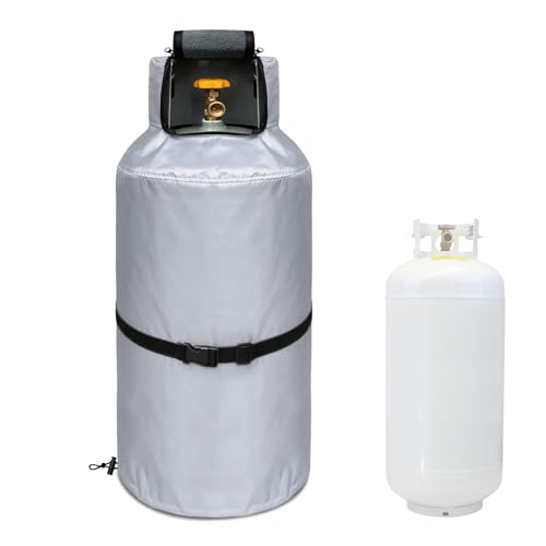 Cubierta de tanque de propano de 40 libras, parte superior gruesa de fieltro anticongelante integrada, impermeable, a prueba de polvo, resistente a los rayos UV y resistente a las...
