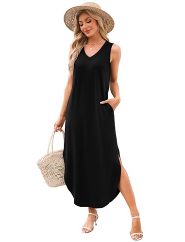 image for Sampeel Dresses for Women 2025 Vacation Casual Maxi Summer Dress V Nec