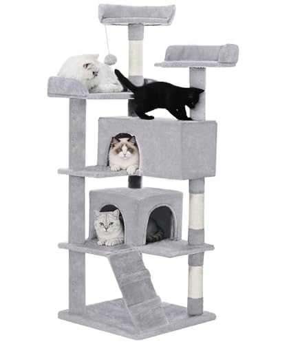 Torre para gatos 56 in con varios niveles y percha espaciosa miniatura 1
