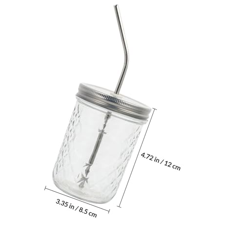 Tarro de vidrio con pajita de 500ml resistente al frío y calor 3